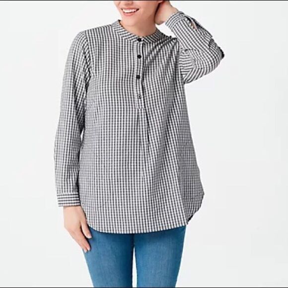Joan Rivers Textured Check Pullover Long-Sleeve Blouse - Picture 1 of 5